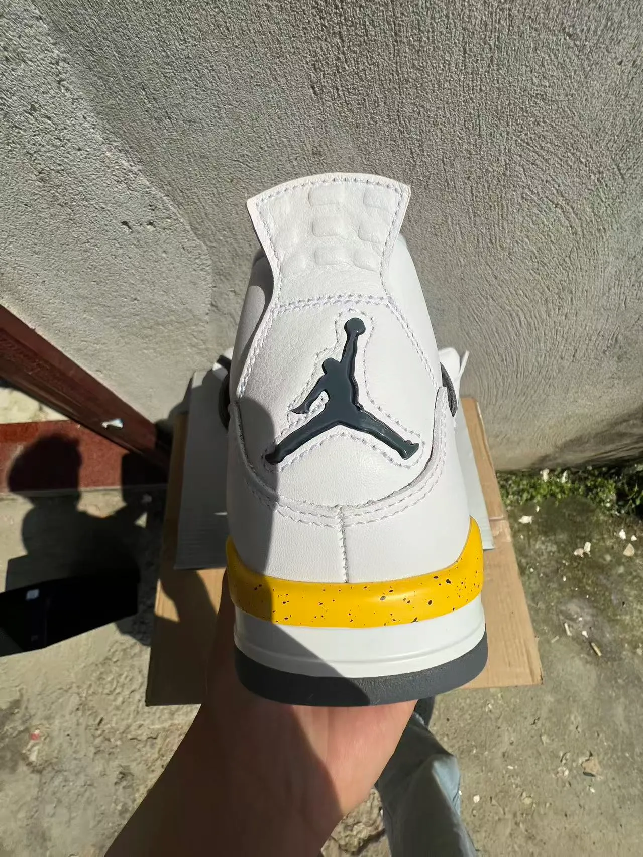 Air Jordan 4 White Black Yellow Speckle Basketball Shoes 8