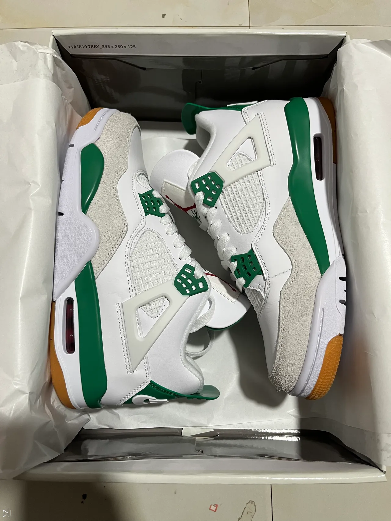 Air Jordan 4 White Green Gum Basketball Shoes 7