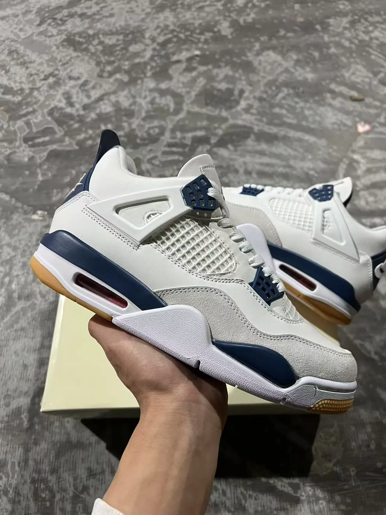 Air Jordan 4 White Navy Gum Basketball Shoes 5