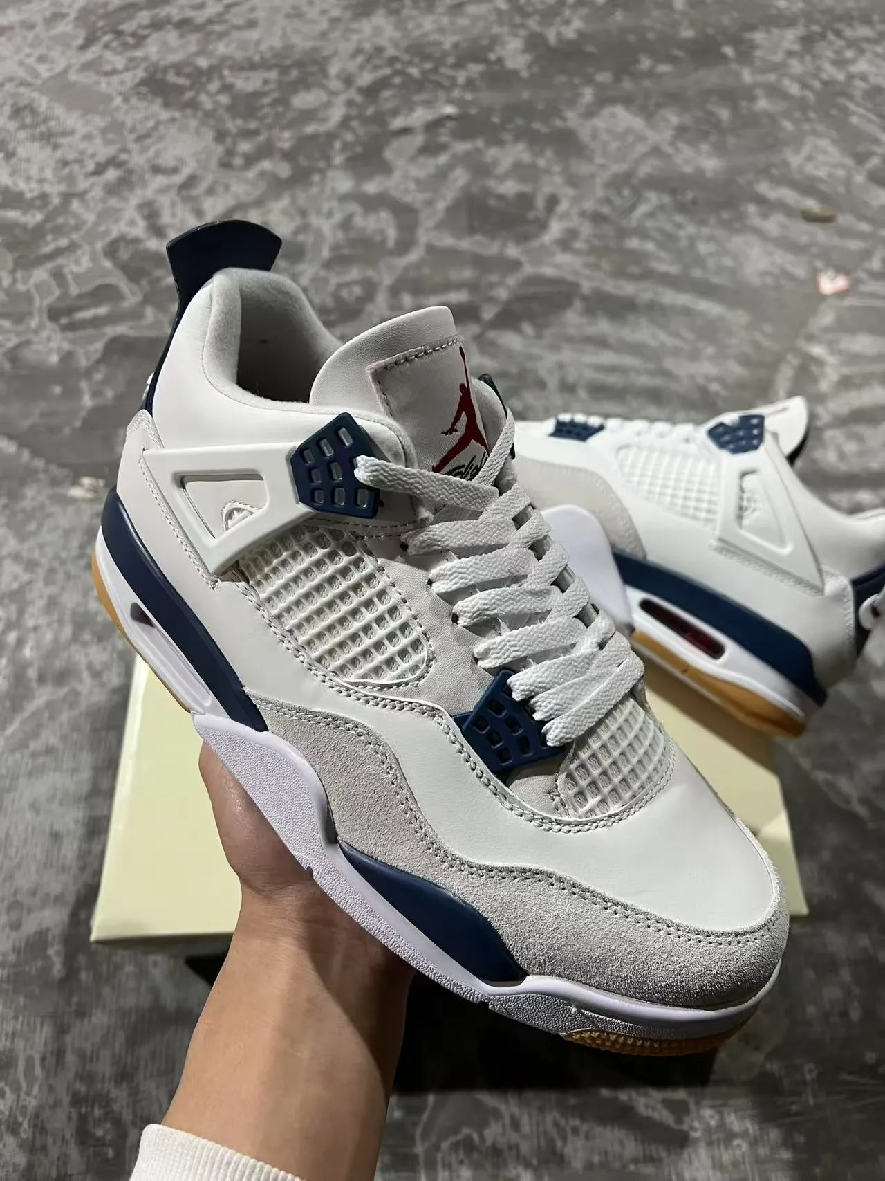 Air Jordan 4 White Navy Gum Basketball Shoes 6