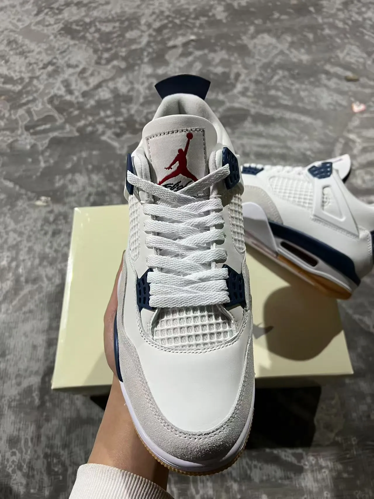 Air Jordan 4 White Navy Gum Basketball Shoes 7
