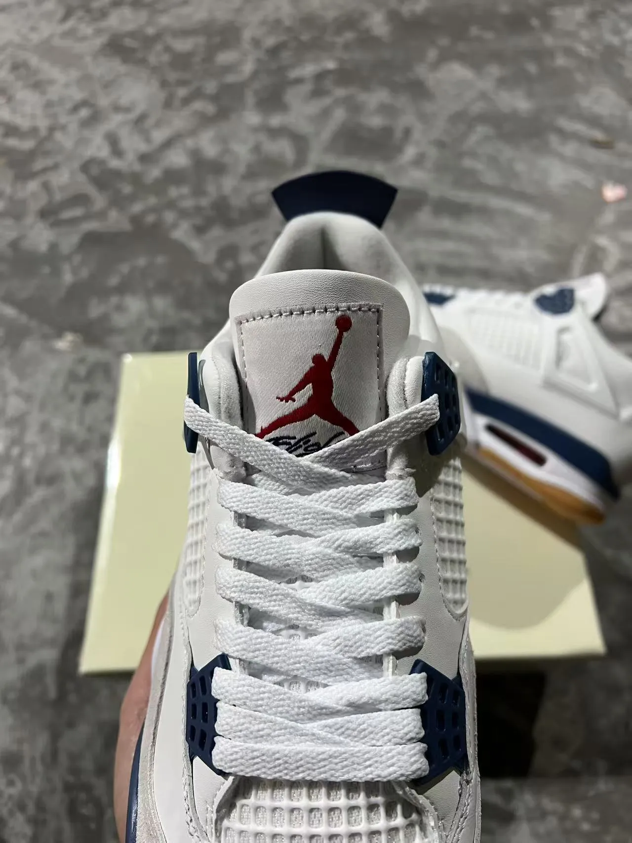 Air Jordan 4 White Navy Gum Basketball Shoes 8