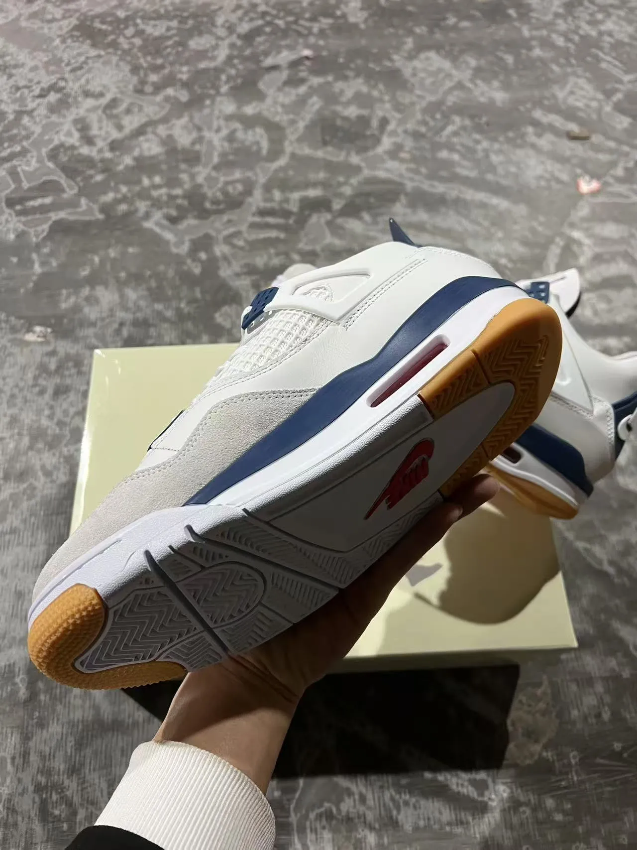 Air Jordan 4 White Navy Gum Basketball Shoes 9