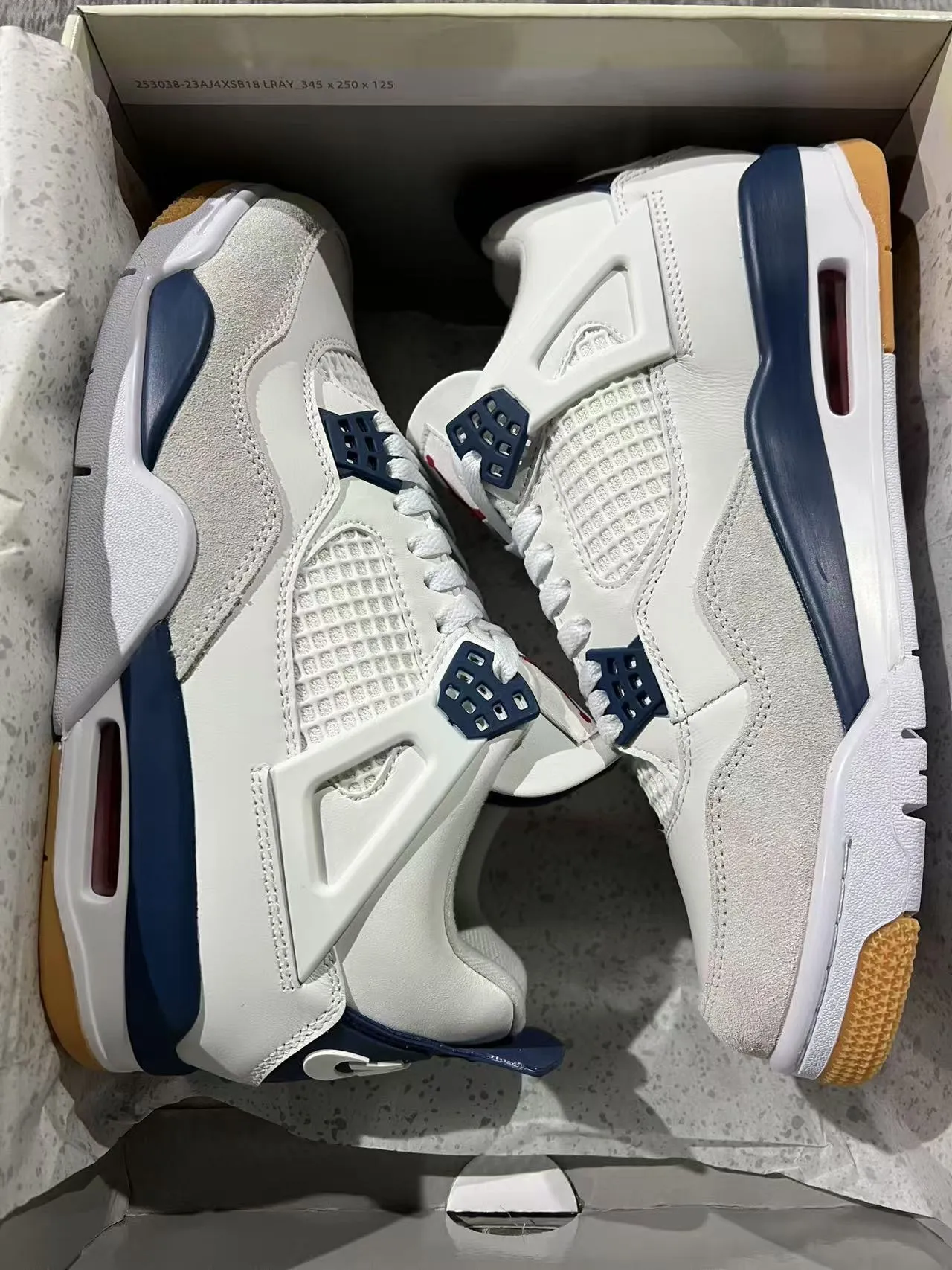 Air Jordan 4 White Navy Gum Basketball Shoes 10