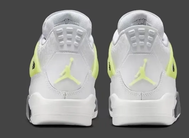 Air Jordan 4 White Neon Yellow Black Basketball Shoes 4
