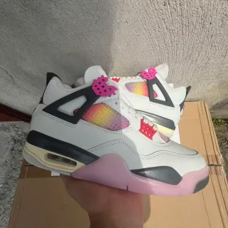 Air Jordan 4 White Pink Gradient Basketball Shoes
