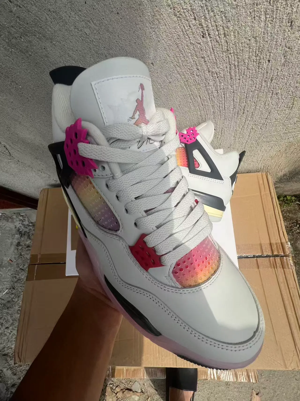 Air Jordan 4 White Pink Gradient Basketball Shoes 2