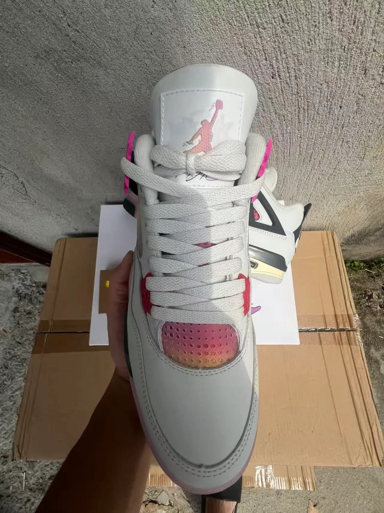 Air Jordan 4 White Pink Gradient Basketball Shoes 3