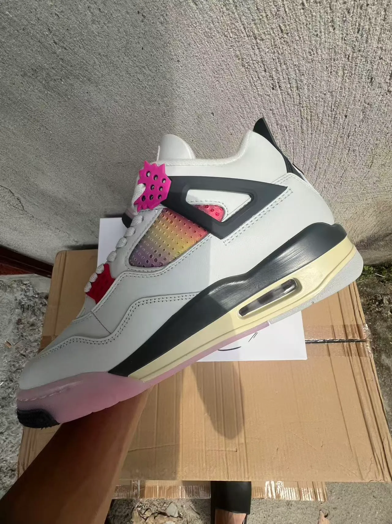 Air Jordan 4 White Pink Gradient Basketball Shoes 5