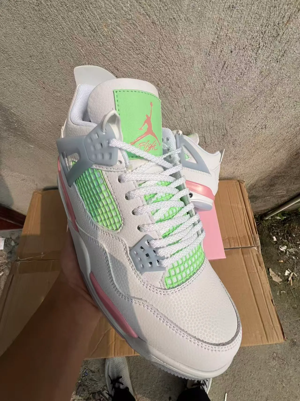 Air Jordan 4 White Pink Mint Green Basketball Shoes 2