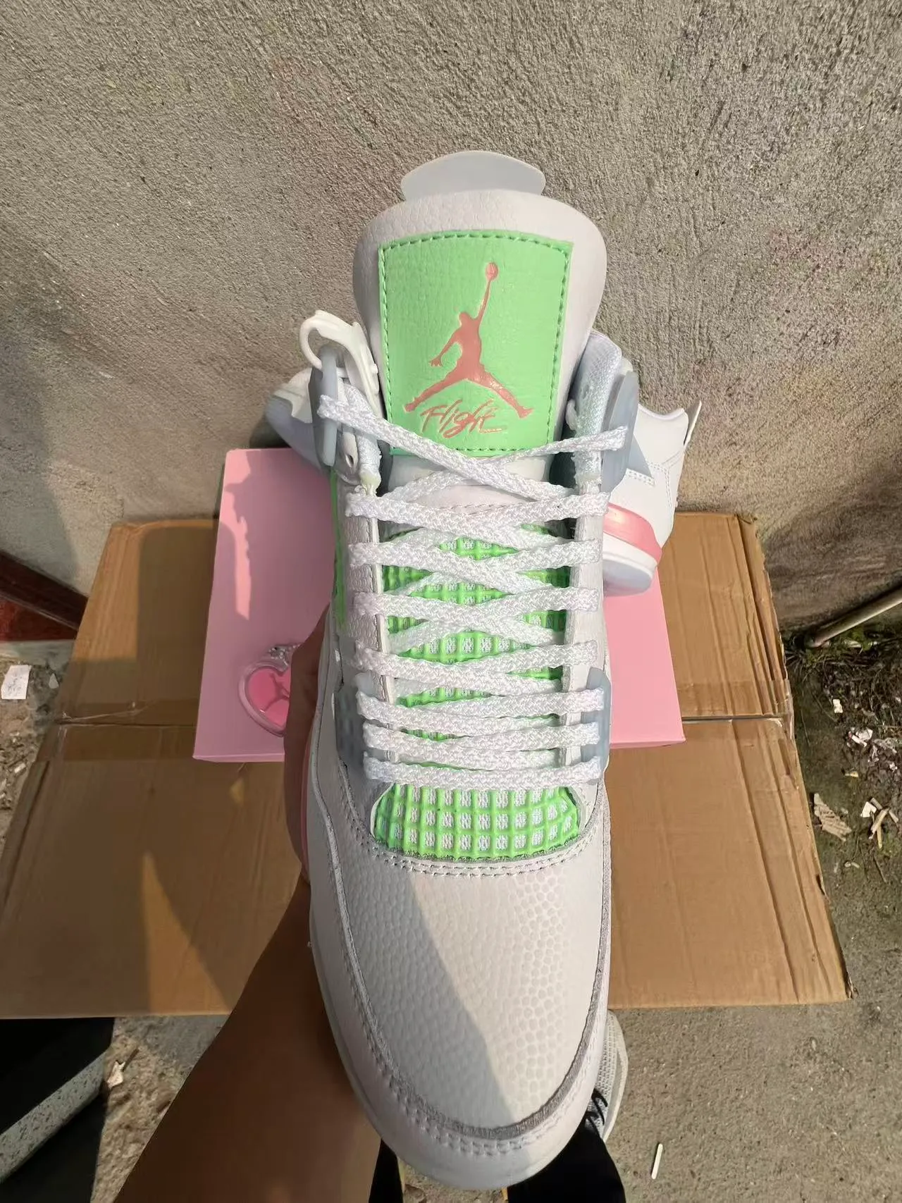 Air Jordan 4 White Pink Mint Green Basketball Shoes 3