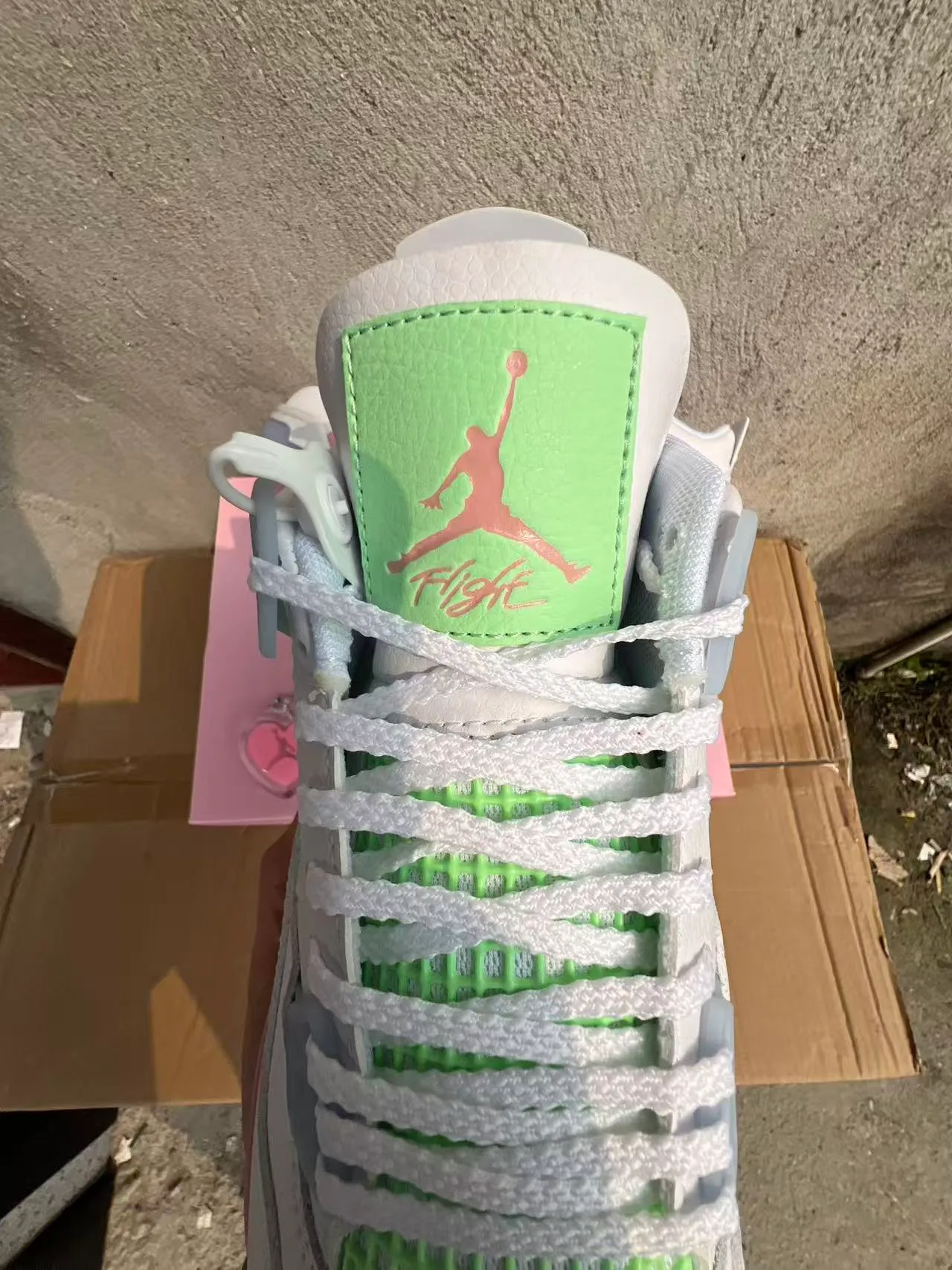 Air Jordan 4 White Pink Mint Green Basketball Shoes 4