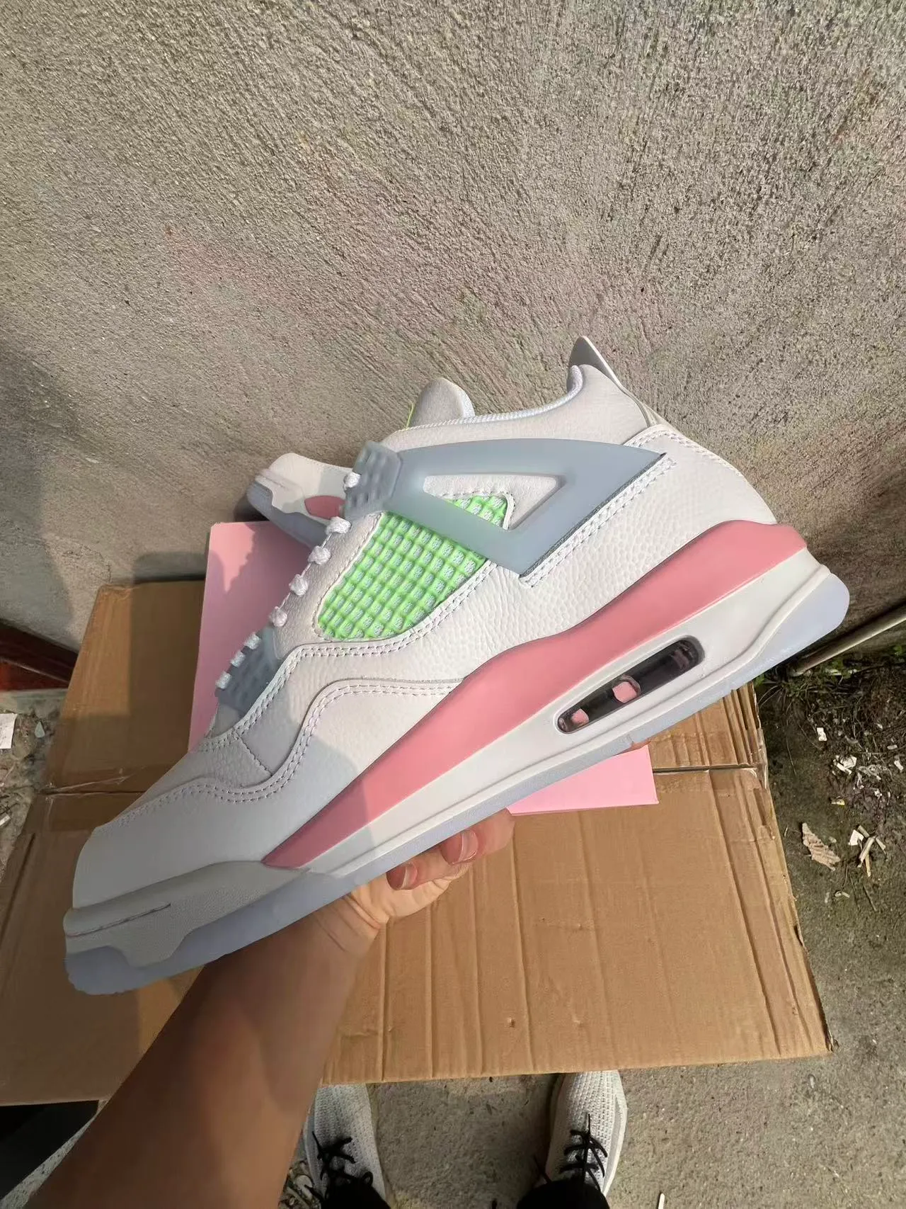 Air Jordan 4 White Pink Mint Green Basketball Shoes 5