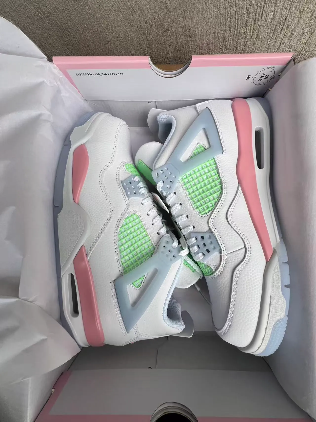 Air Jordan 4 White Pink Mint Green Basketball Shoes 9