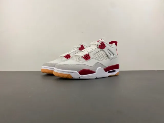 Air Jordan 4 White Red Gum Basketball Shoes 10