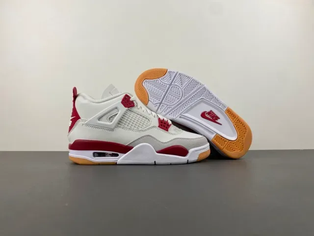 Air Jordan 4 White Red Gum Basketball Shoes 12