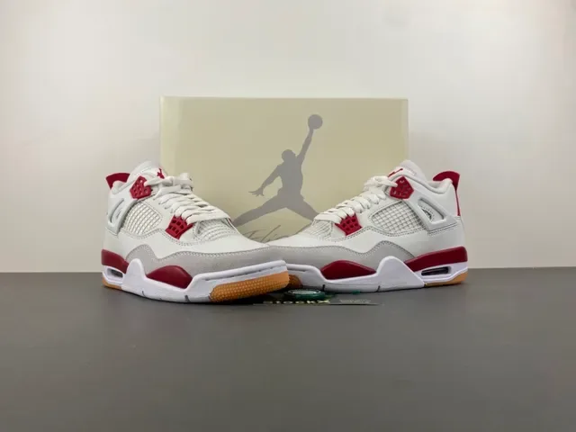 Air Jordan 4 White Red Gum Basketball Shoes 13
