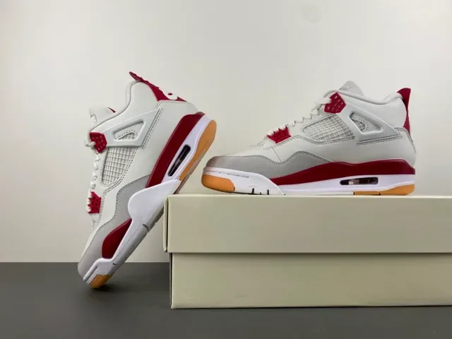 Air Jordan 4 White Red Gum Basketball Shoes 14