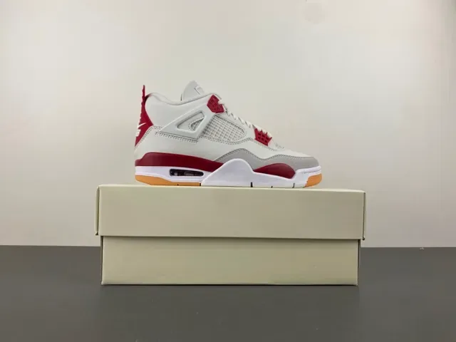 Air Jordan 4 White Red Gum Basketball Shoes 15
