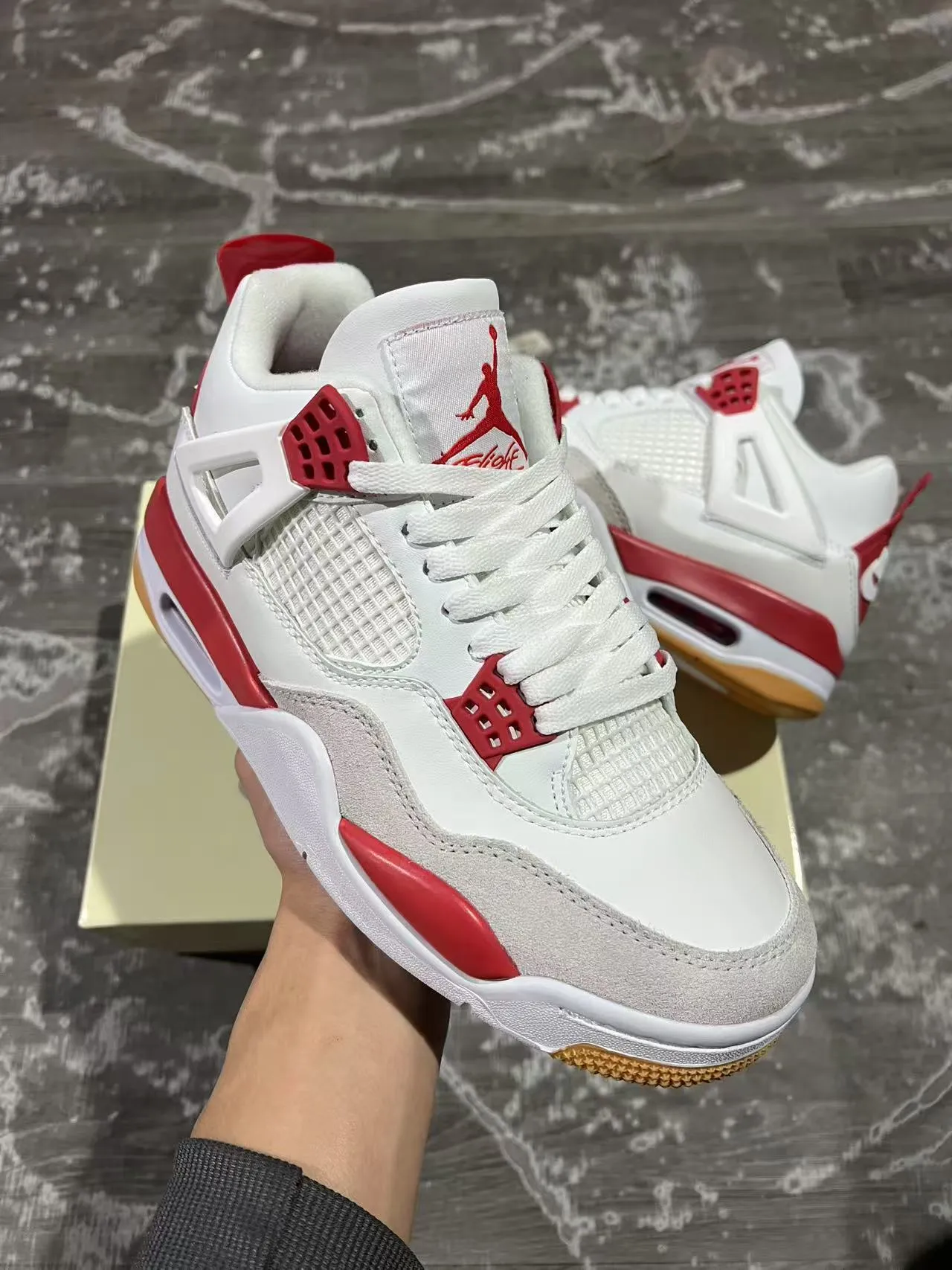 Air Jordan 4 White Red Gum Basketball Shoes 2