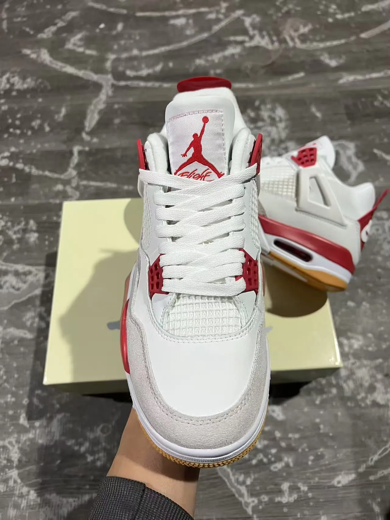 Air Jordan 4 White Red Gum Basketball Shoes 3