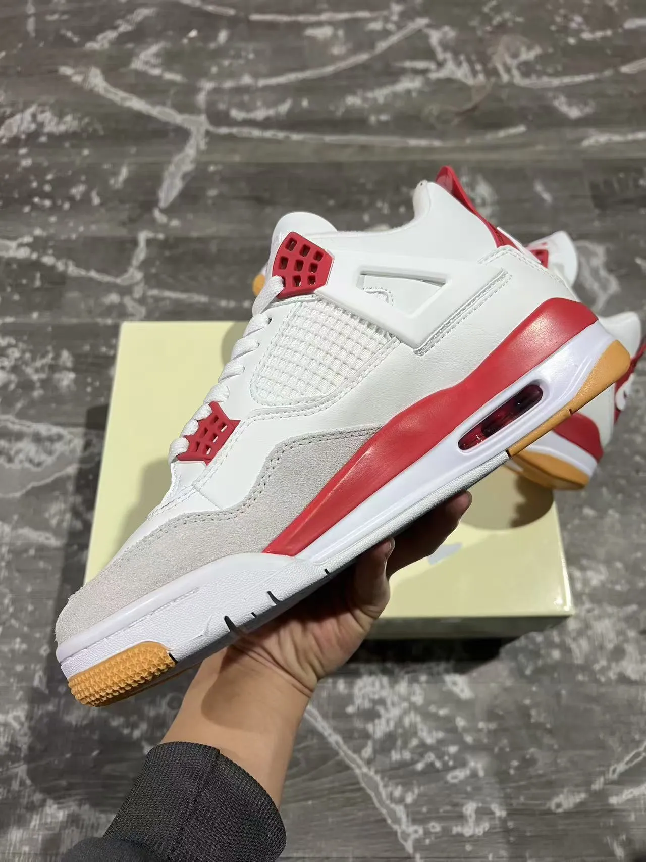 Air Jordan 4 White Red Gum Basketball Shoes 5