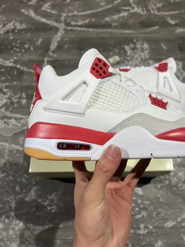 Air Jordan 4 White Red Gum Basketball Shoes 7