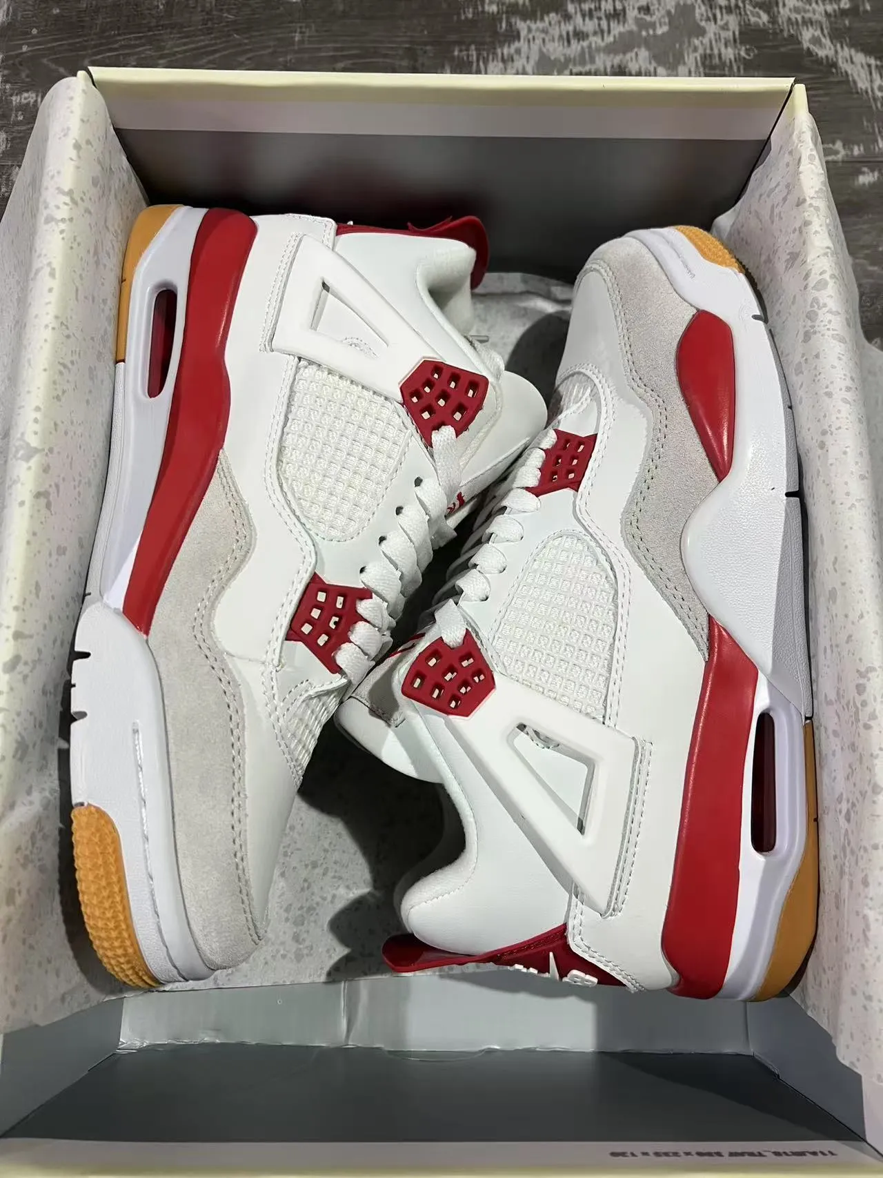 Air Jordan 4 White Red Gum Basketball Shoes 9