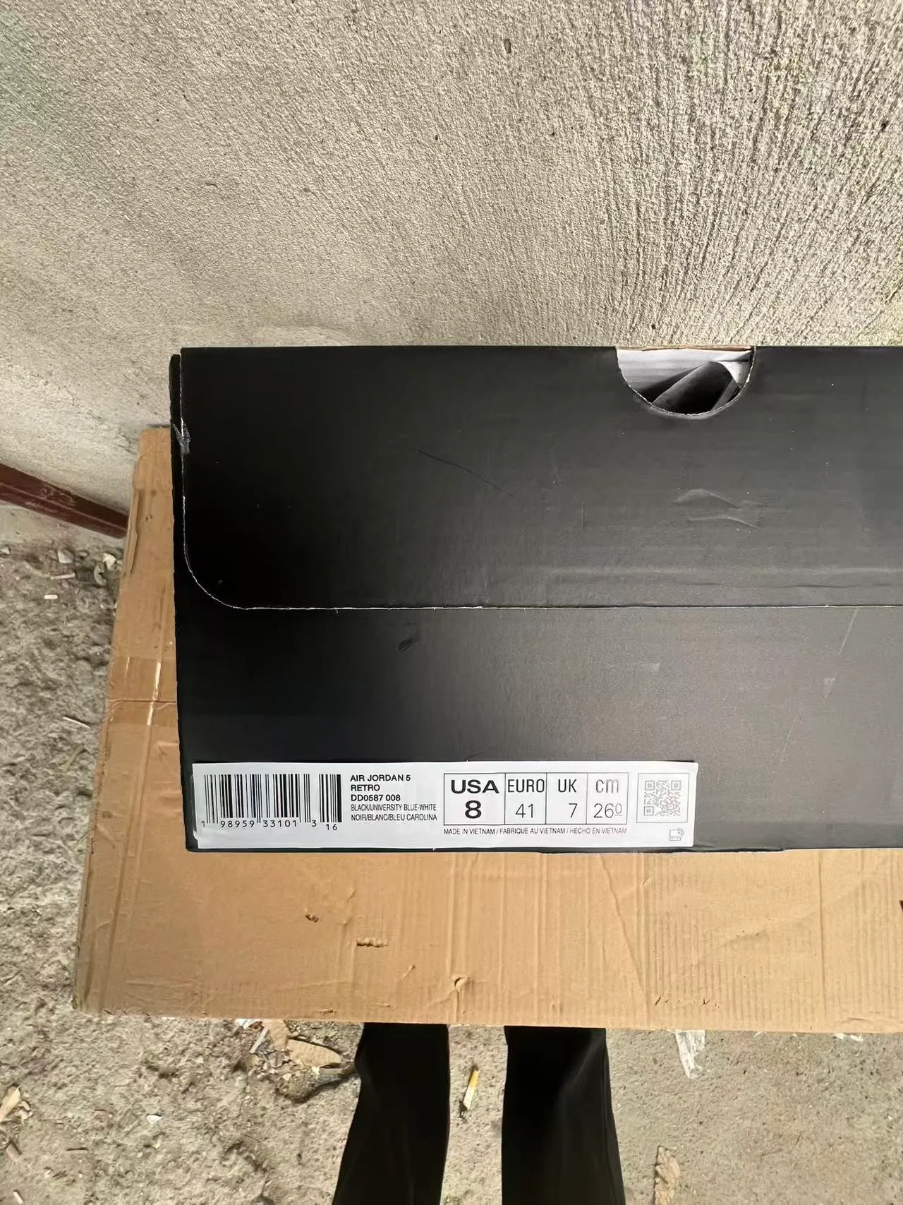 Air Jordan 5 Preto Azul Claro Branco Tênis de Basquete 4