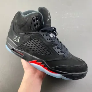 Air Jordan 5 Black Red Lightning Bolt Basketball Shoes