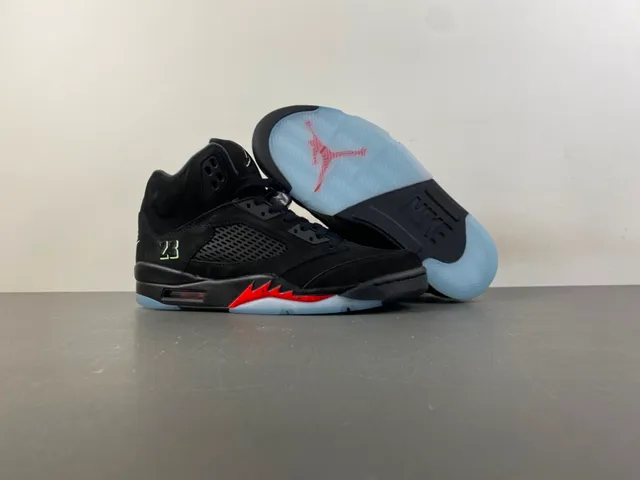 Air Jordan 5 Black Red Lightning Bolt Basketball Shoes 12
