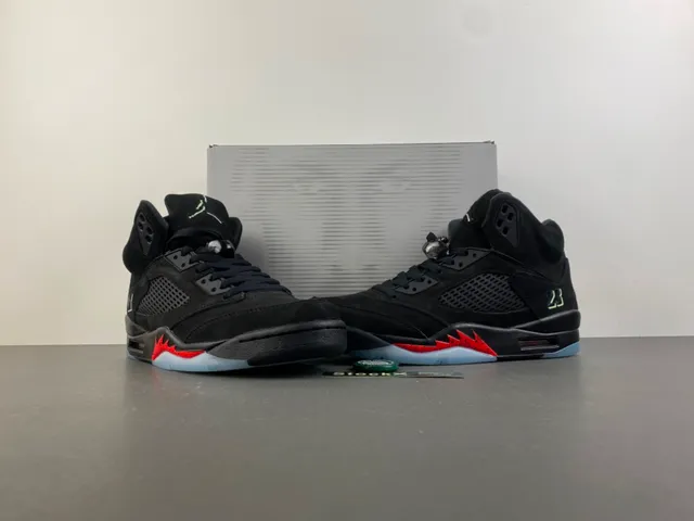 Air Jordan 5 Black Red Lightning Bolt Basketball Shoes 13