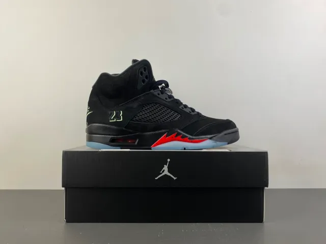 Air Jordan 5 Black Red Lightning Bolt Basketball Shoes 15