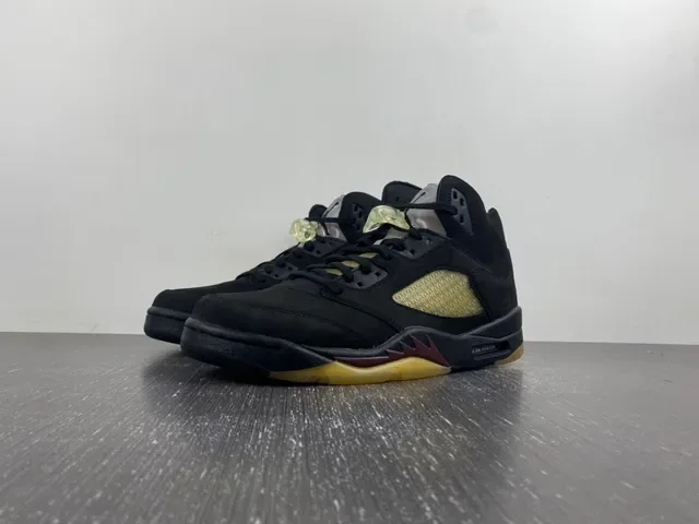 Air Jordan 5 Black Yellow Maroon Basketball Shoes 2