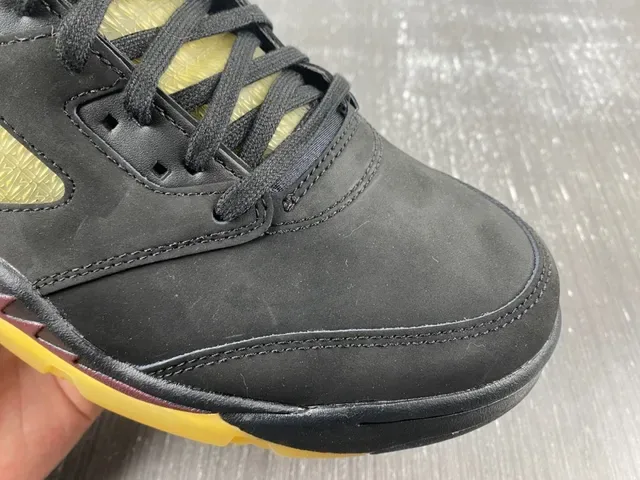 Air Jordan 5 Black Yellow Maroon Basketball Shoes 4