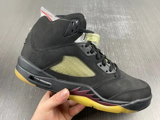 Air Jordan 5 Black Yellow Maroon Basketball Shoes 5
