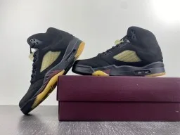 Air Jordan 5 Black Yellow Maroon Basketball Shoes 14