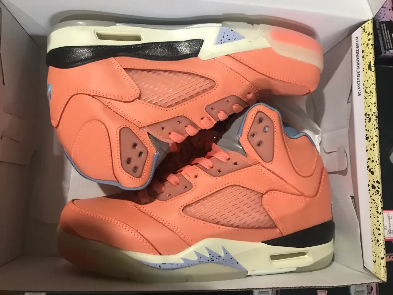 Air Jordan 5 Coral Orange Light Blue Chaussures de Basketball 9