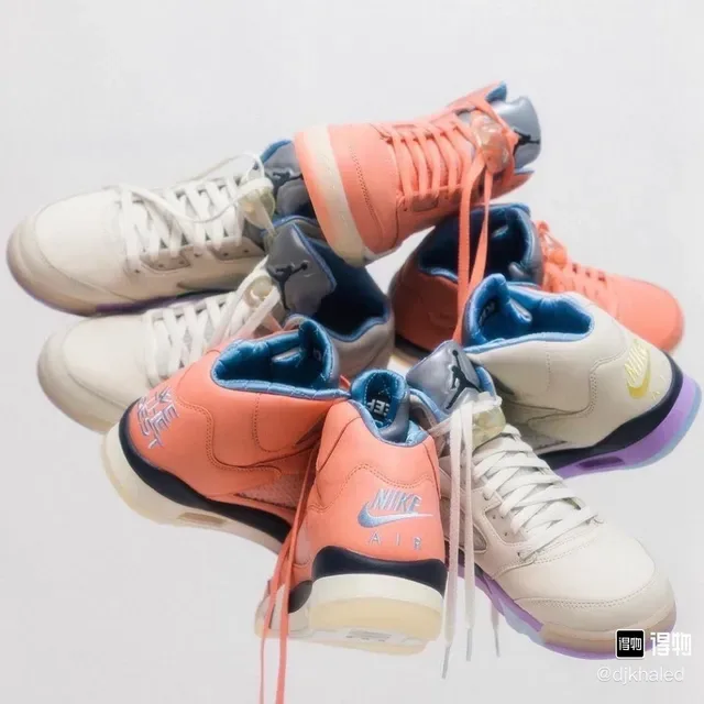 Air Jordan 5 Coral Orange Light Blue Chaussures de Basketball 10