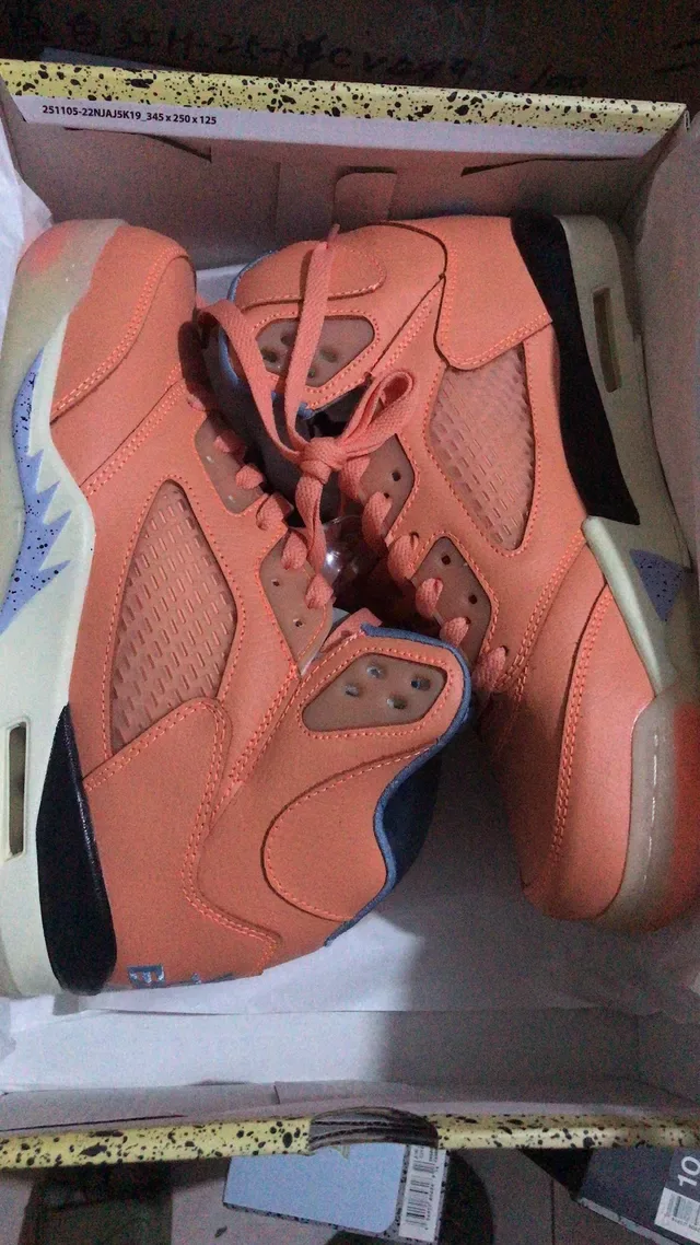 Air Jordan 5 Coral Orange Light Blue Chaussures de Basketball 13