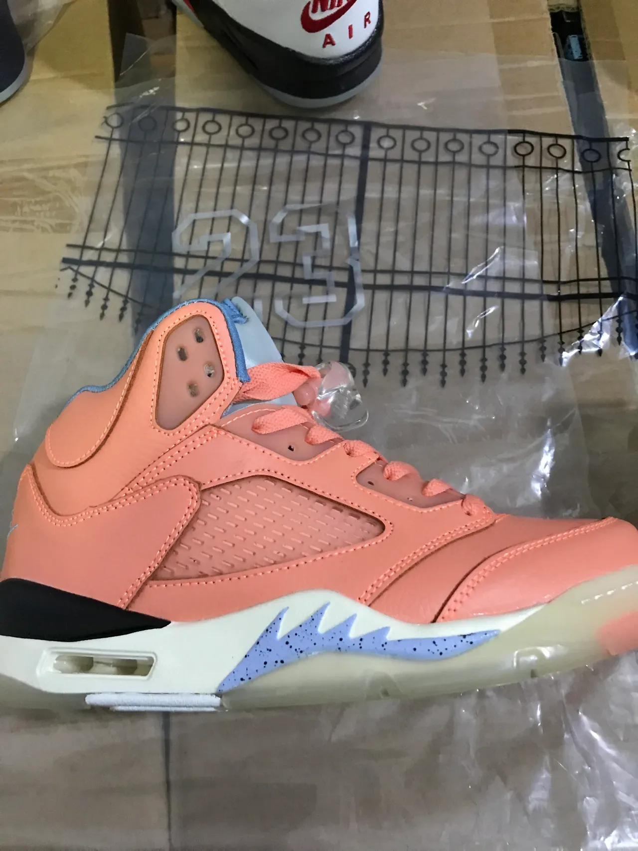 Air Jordan 5 Coral Orange Light Blue Chaussures de Basketball 16