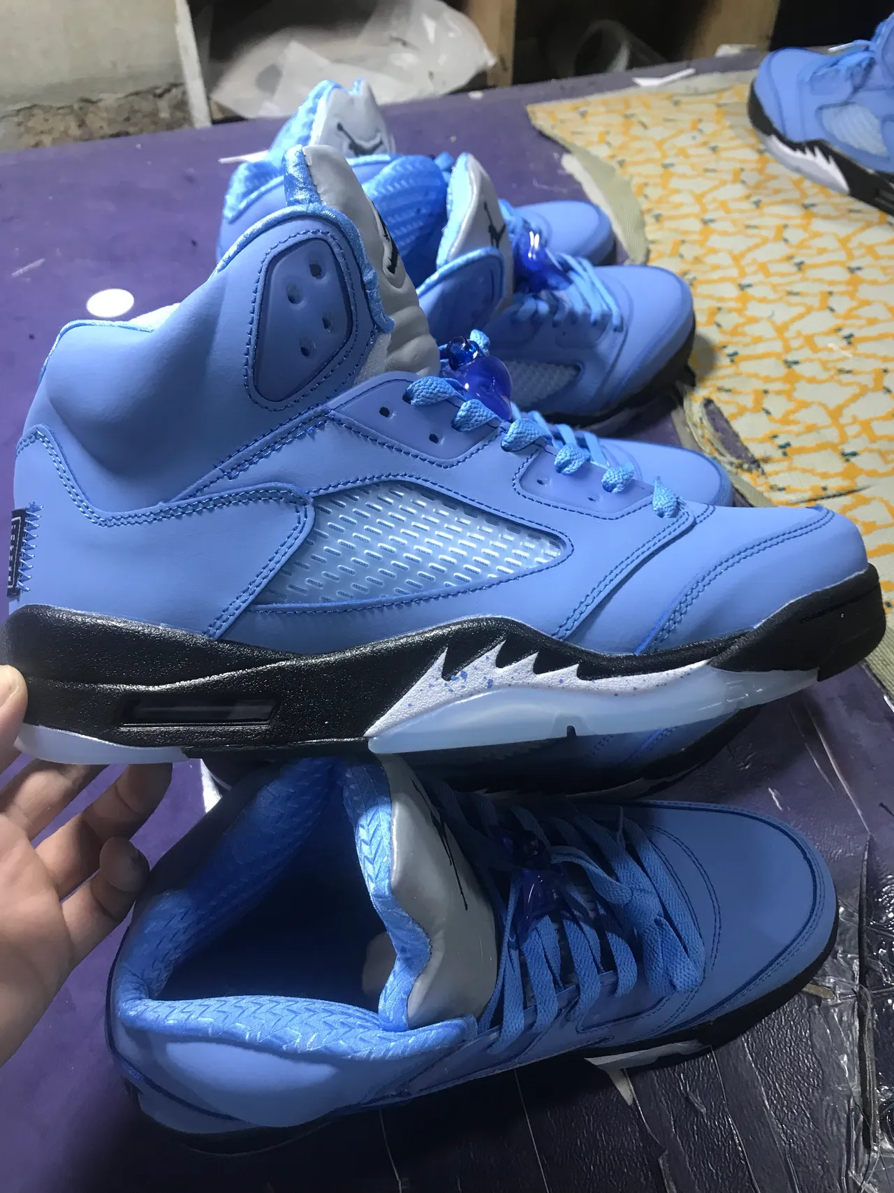 Air Jordan 5 Light Blue Silver Basketball Shoes 2