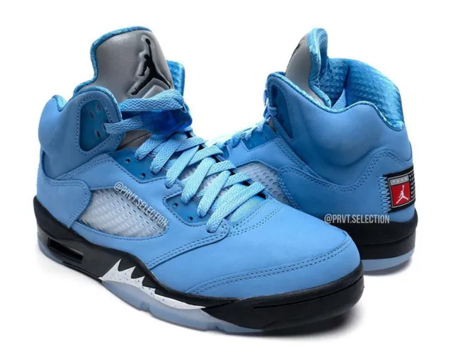 Air Jordan 5 Light Blue Silver Basketball Shoes 4