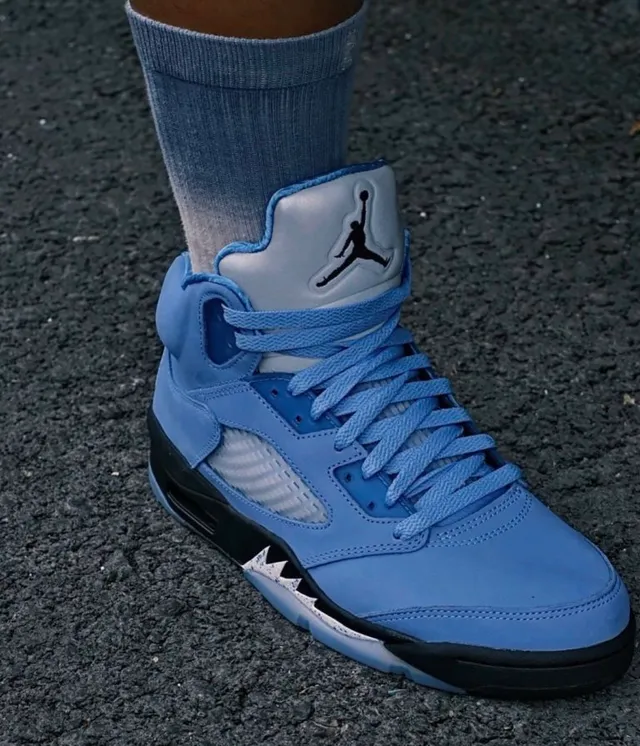 Air Jordan 5 Light Blue Silver Basketball Shoes 12