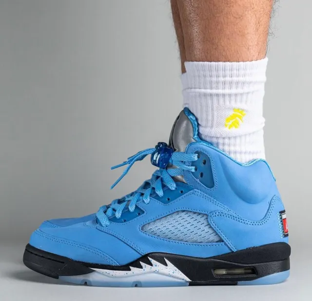 Air Jordan 5 Light Blue Silver Basketball Shoes 14