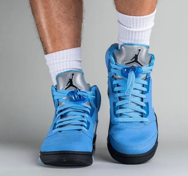 Air Jordan 5 Light Blue Silver Basketball Shoes 15