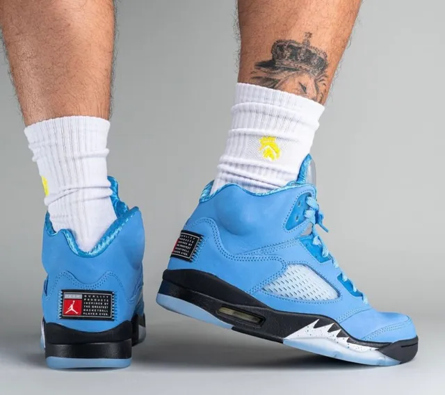 Air Jordan 5 Light Blue Silver Basketball Shoes 17