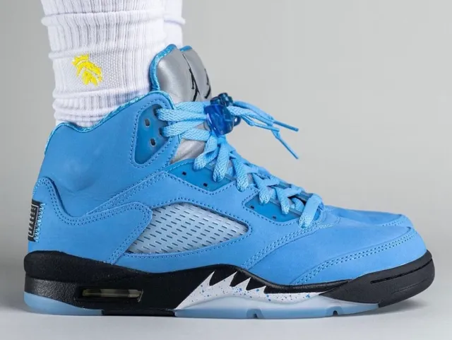 Air Jordan 5 Light Blue Silver Basketball Shoes 19