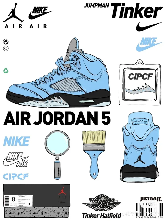 Air Jordan 5 Light Blue Silver Basketball Shoes 20