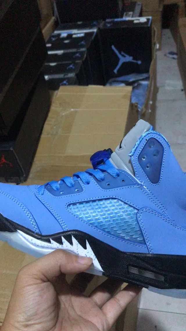 Air Jordan 5 Light Blue Silver Basketball Shoes 22